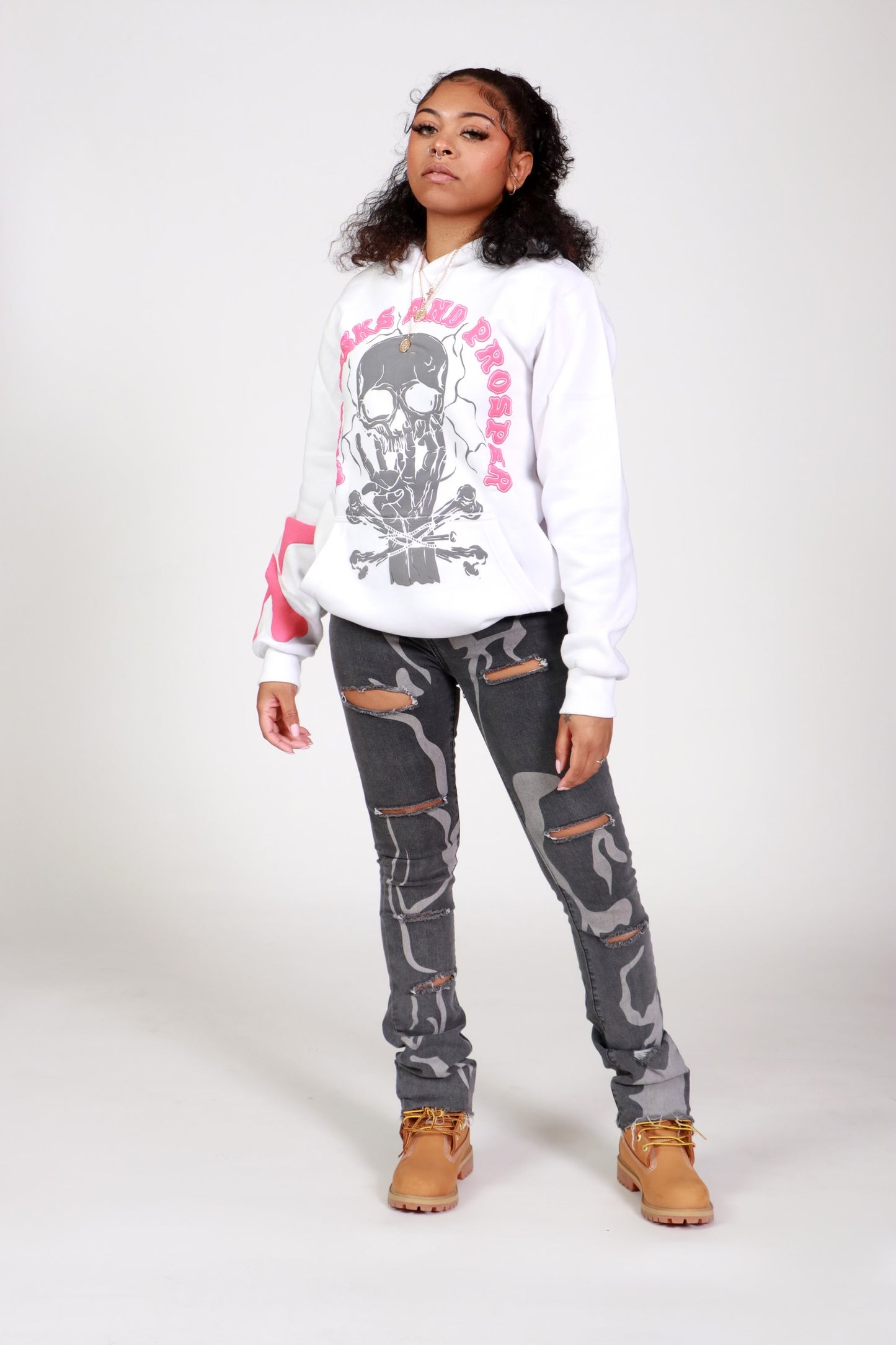 White/Pink "TRAP" Hoodie