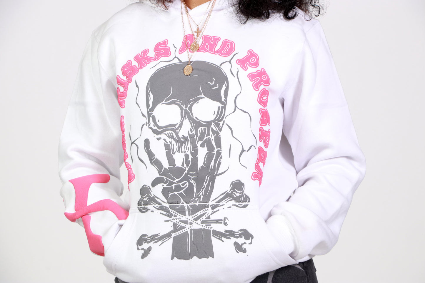 White/Pink "TRAP" Hoodie